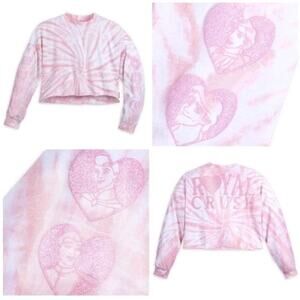 Nwt Disney Prince Cropped Spirit Jersey Royal Crush Pullover TieDye Pink Top Med